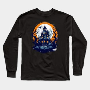 Halloween Haunted House Under a Full Moon Long Sleeve T-Shirt